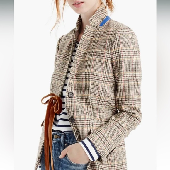 J. Crew Plaid Regent Blazer w/Velvet Tie Size 10 - Picture 1 of 10